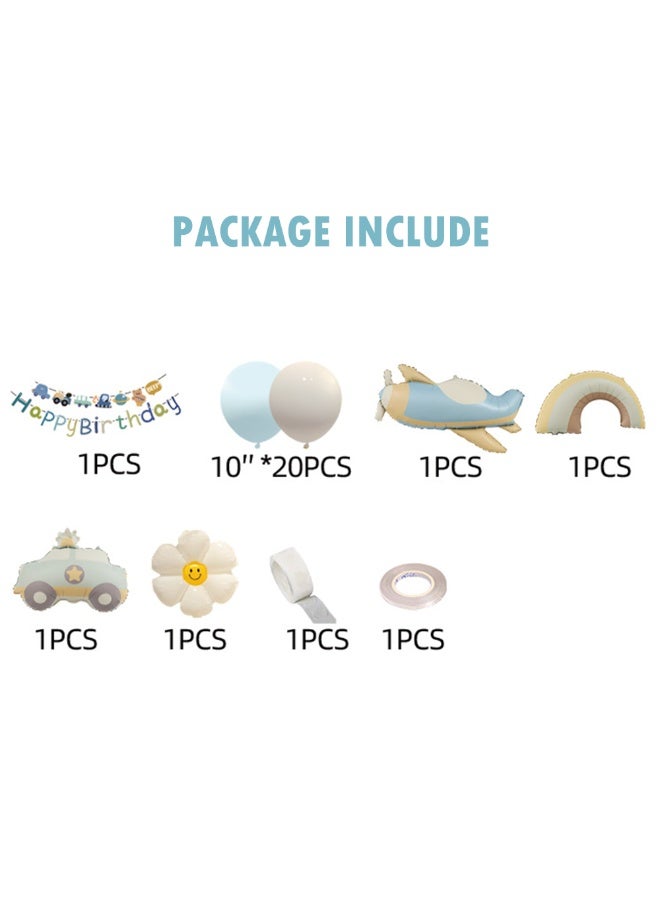 Cute Vehicle Car Balloon Set with Happy Birthday Banner,Cake Topper,Perfect for Graduation Baby Shower Birthday Party Backdrop - Image 2